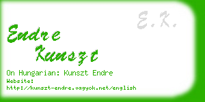 endre kunszt business card